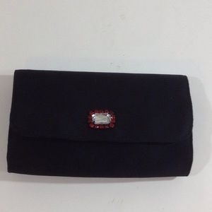 Black satin cross body purse